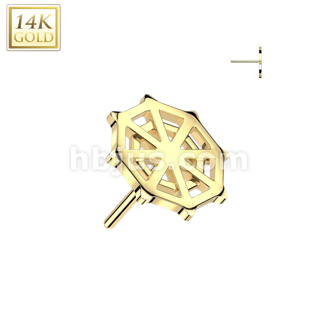 14KT  Gold 14K Gold Threadless Push In Spider Web Top - Image 3