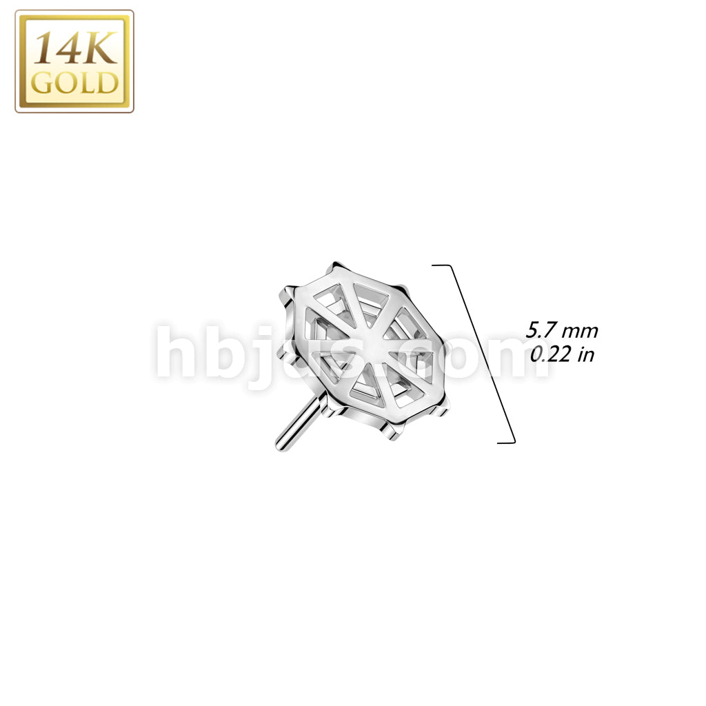 14KT  Gold 14K Gold Threadless Push In Spider Web Top - Image 4