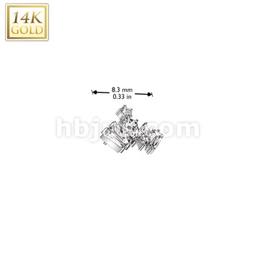 14KT  Gold 14K Gold Threadless Push In CZ Crown Top - Image 4