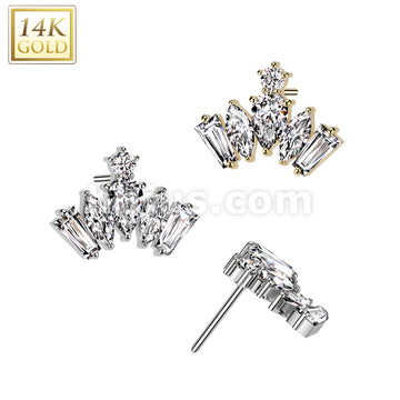 14K Gold Threadless Push In CZ Crown Top