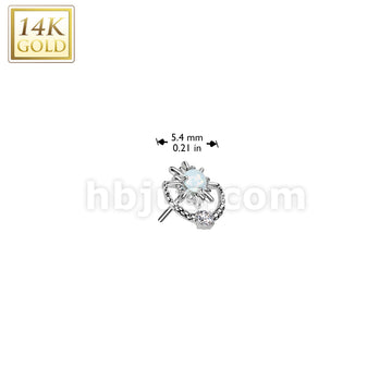 14KT  Gold 14K Gold Threadless Push In Sunburst With Opal Center and CZ Top - Image 4