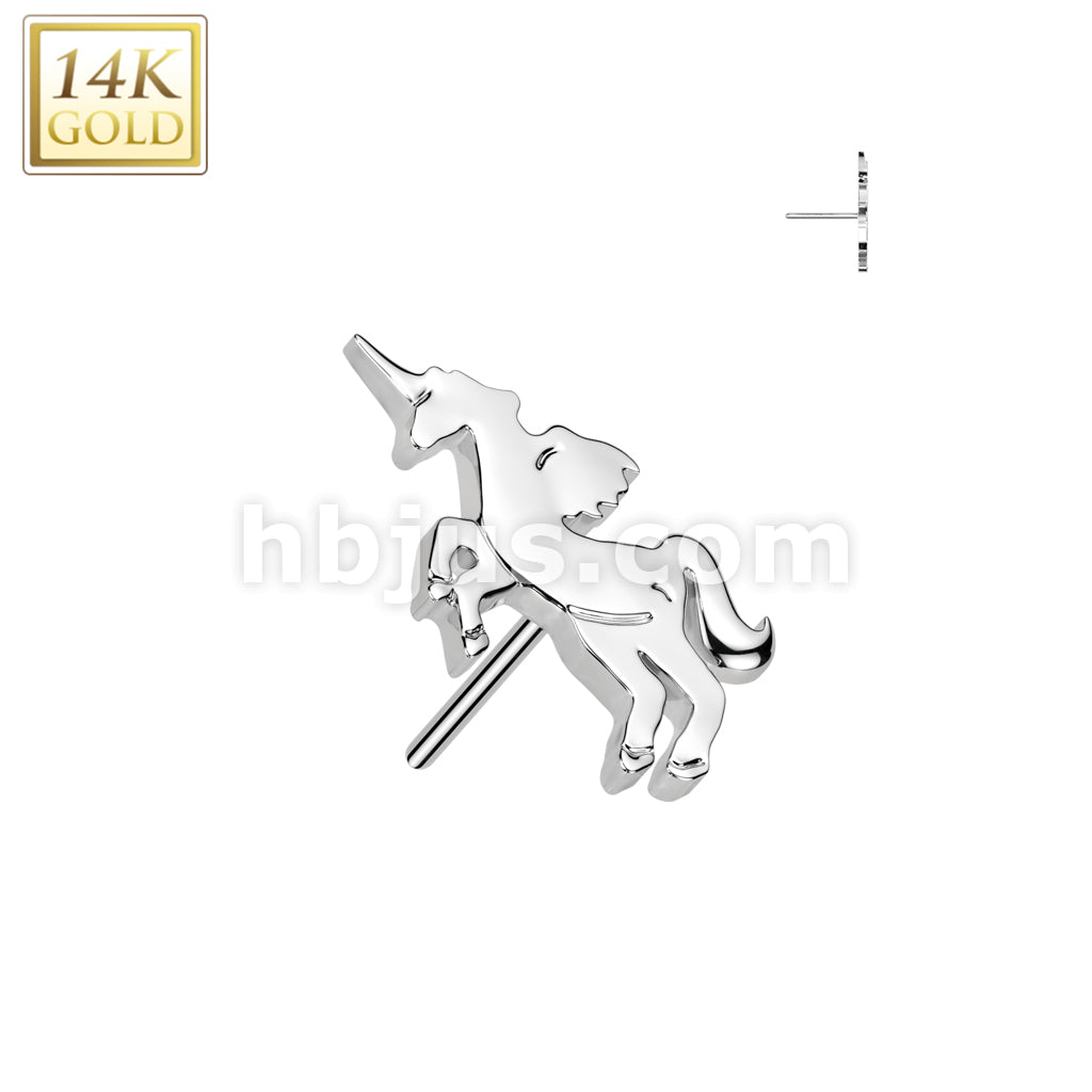 14K Gold Threadless Push In Unicorn Top - Image 2