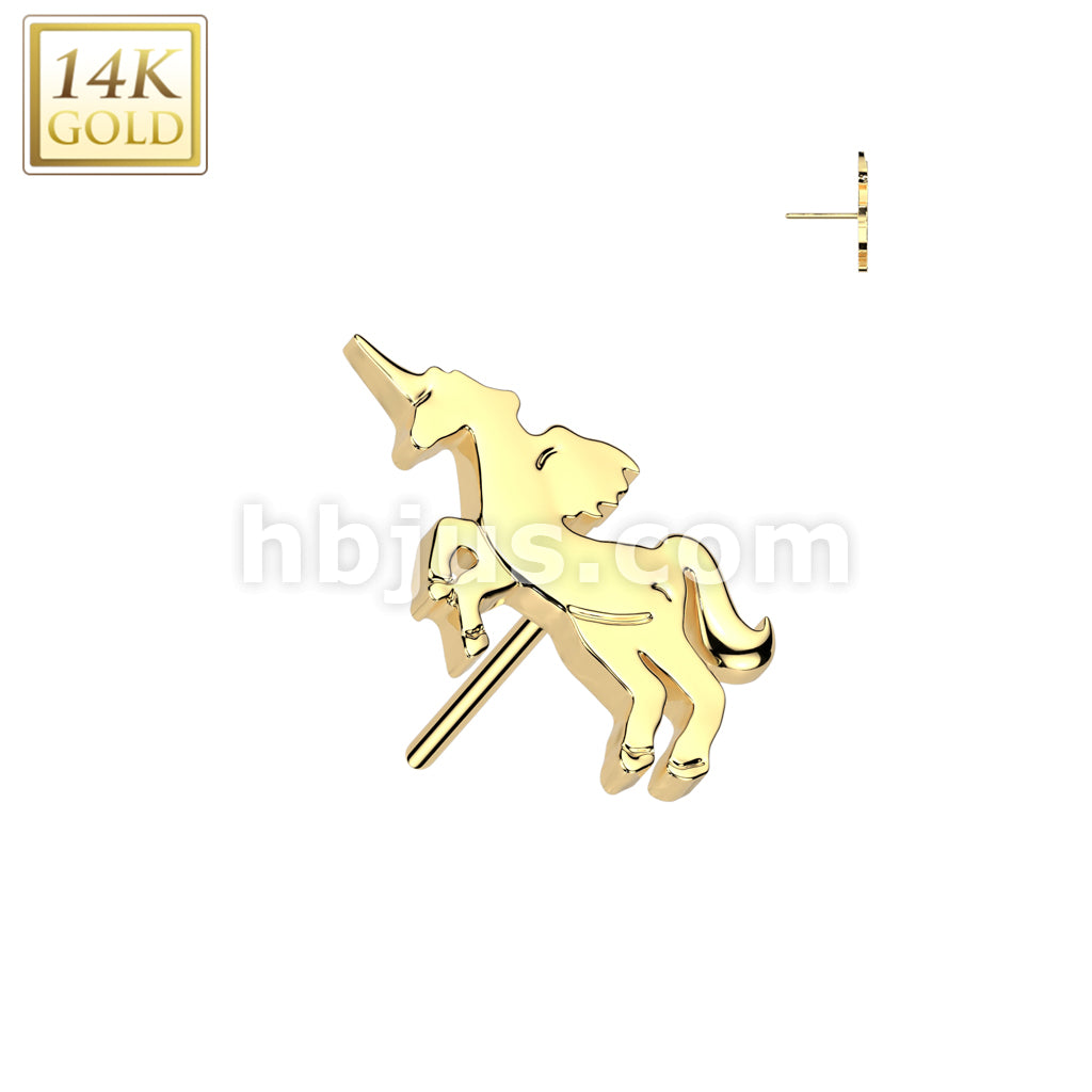 14K Gold Threadless Push In Unicorn Top - Image 3