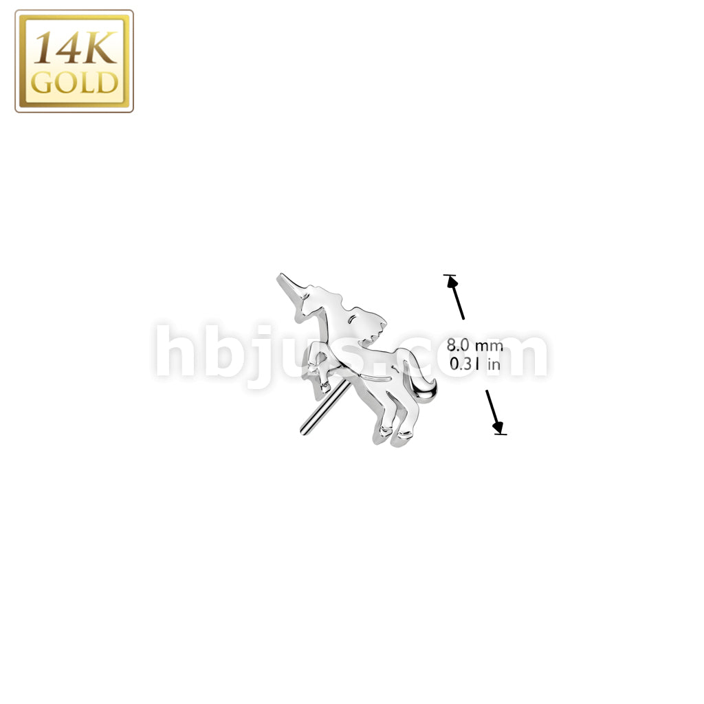 14K Gold Threadless Push In Unicorn Top - Image 4