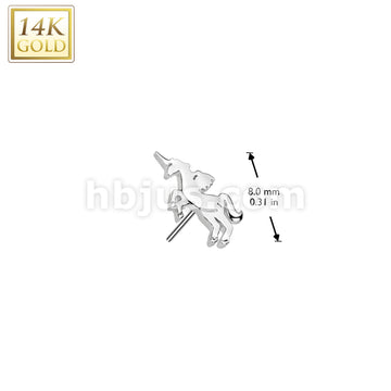 14K Gold Threadless Push In Unicorn Top - Image 4