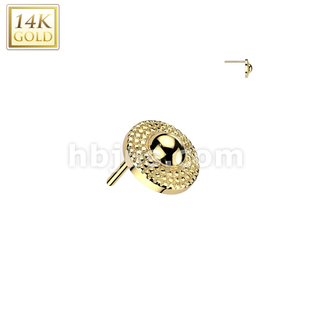 14KT  Gold 14K Gold Threadless Push In Shield Top - Image 3