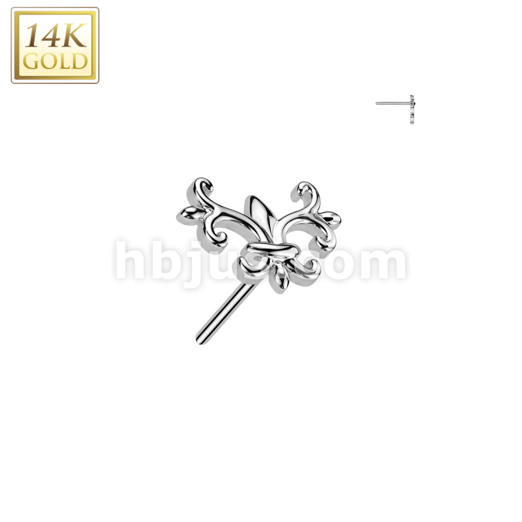 14K Gold Threadless Push In Fleur De Lis Top - Image 2