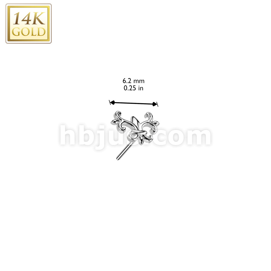 14K Gold Threadless Push In Fleur De Lis Top - Image 4