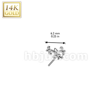 14K Gold Threadless Push In Fleur De Lis Top - Image 4