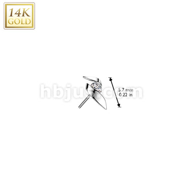 14KT  Gold 14K Gold Threadless Push In Ribbon With CZ Center - Image 4