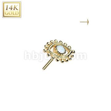 14KT  Gold 14K Gold Threadless Push In Eye With Opal Center Top - Image 3