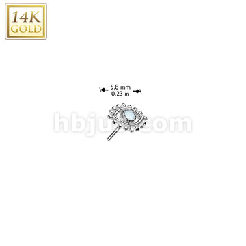 14KT  Gold 14K Gold Threadless Push In Eye With Opal Center Top - Image 4