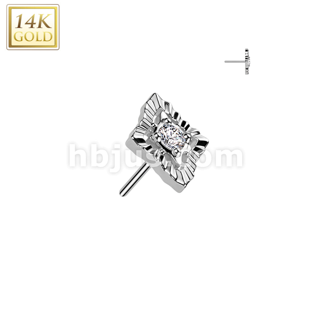 14KT  Gold 14K Gold Threadless Push In Diamond With CZ Center And... - Image 2