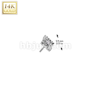 14K Gold Threadless Push In Diamond With CZ Center And Crimped Edge Top - Image 4