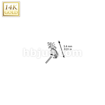 14KT  Gold 14K Gold Threadless Push In Pineapple Top - Image 4