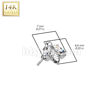 14K Gold Threadless Push In Bee With CZ Wings Top - Image 4