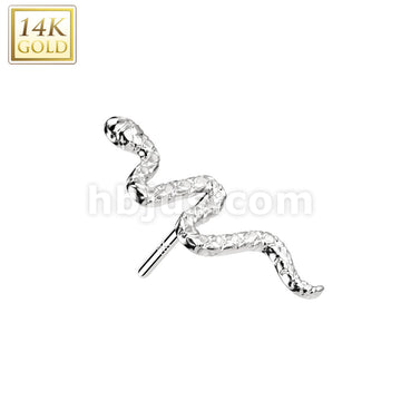 14K Gold Threadless Push In Snake Top - Image 2
