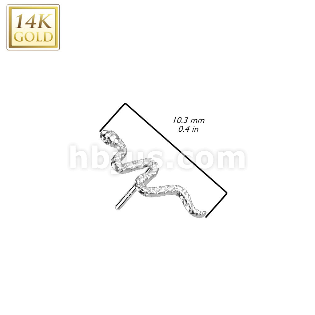 14KT  Gold 14K Gold Threadless Push In Snake Top - Image 4