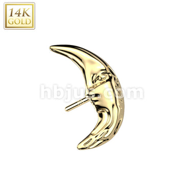 14K Gold Threadless Push In Face in Crescent Moon Top - Image 3