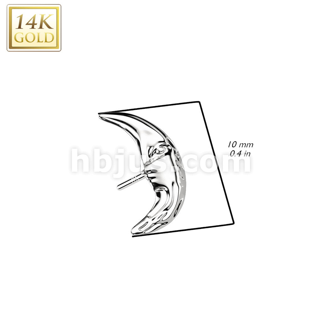 14K Gold Threadless Push In Face in Crescent Moon Top - Image 4