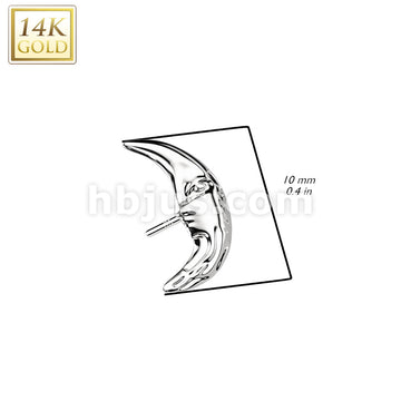 14KT  Gold 14K Gold Threadless Push In Face in Crescent Moon Top - Image 4