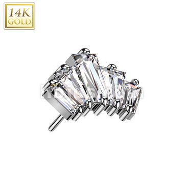 14KT  Gold 14K Gold Threadless Push In 5 Baguette CZ Fan - Image 2