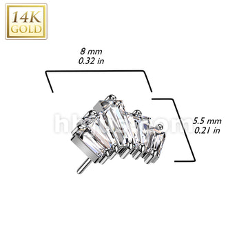 14K Gold Threadless Push In 5 Baguette CZ Fan - Image 4