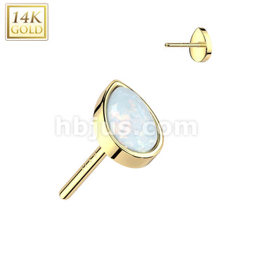 14KT  Gold 14K Gold Threadless Push In Pear Opal Top - Image 4