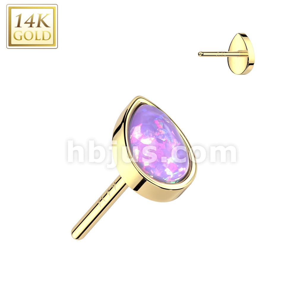 14KT  Gold 14K Gold Threadless Push In Pear Opal Top - Image 5