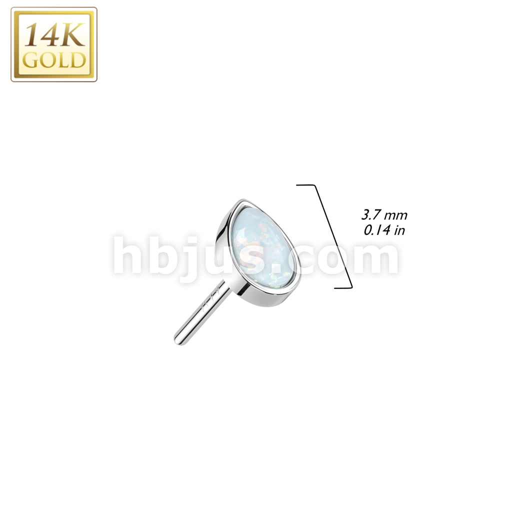 14KT  Gold 14K Gold Threadless Push In Pear Opal Top - Image 6