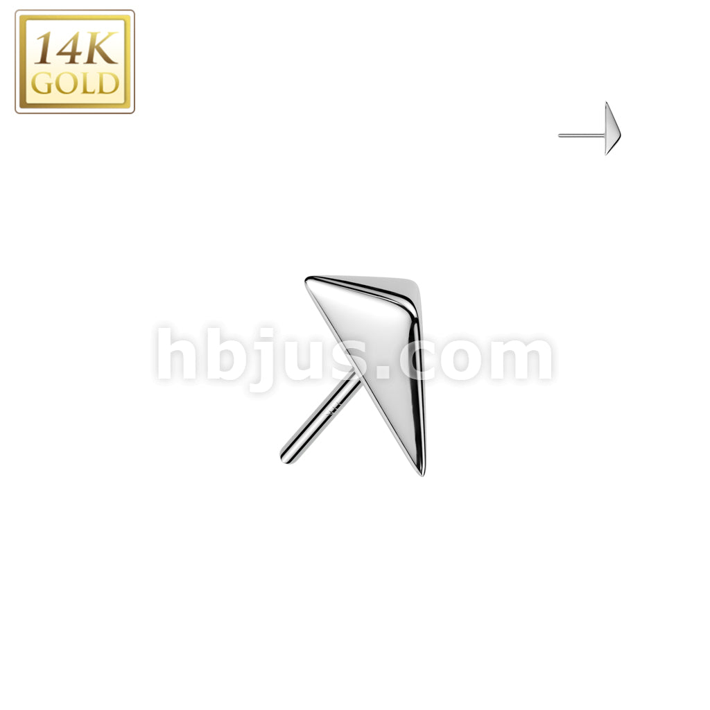 14K Gold Threadless Push In 3D Spear Head Top - Image 2