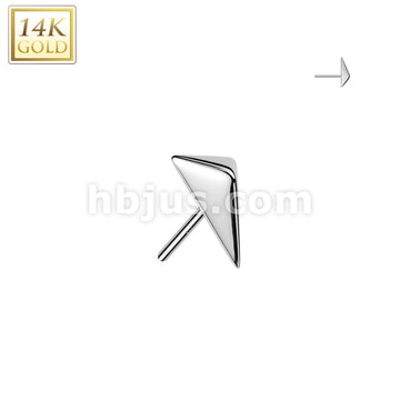 14K Gold Threadless Push In 3D Spear Head Top - Image 2