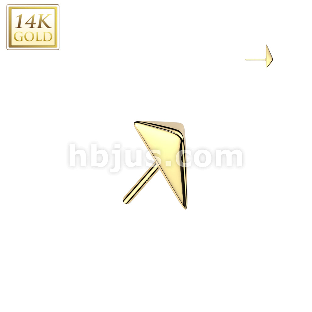 14K Gold Threadless Push In 3D Spear Head Top - Image 3