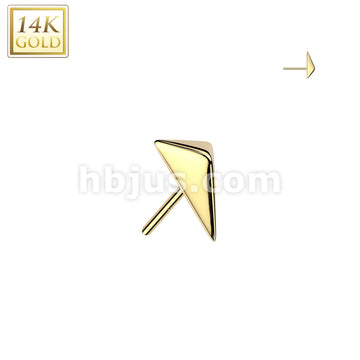 14K Gold Threadless Push In 3D Spear Head Top - Image 3