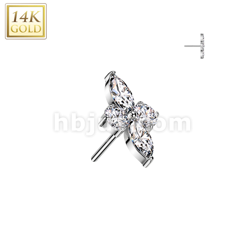 14KT  Gold 14K Gold Threadless Push In CZ Diamond Shaped Top - Image 2