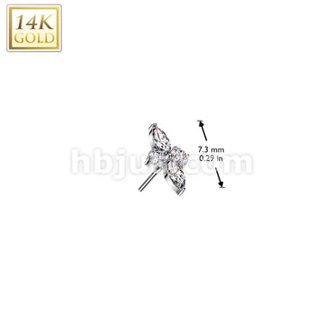14K Gold Threadless Push In CZ Diamond Shaped Top - Image 4