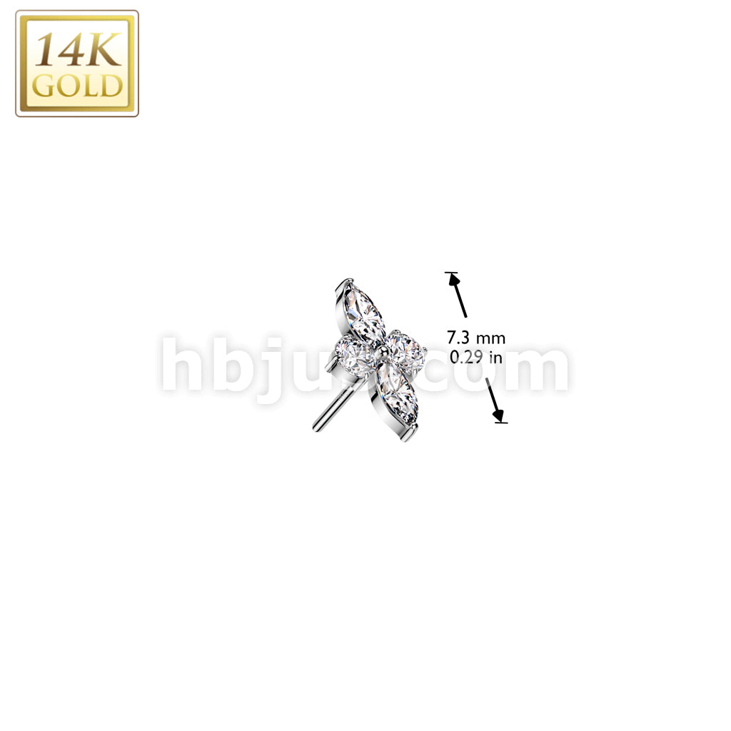 14KT  Gold 14K Gold Threadless Push In CZ Diamond Shaped Top - Image 4