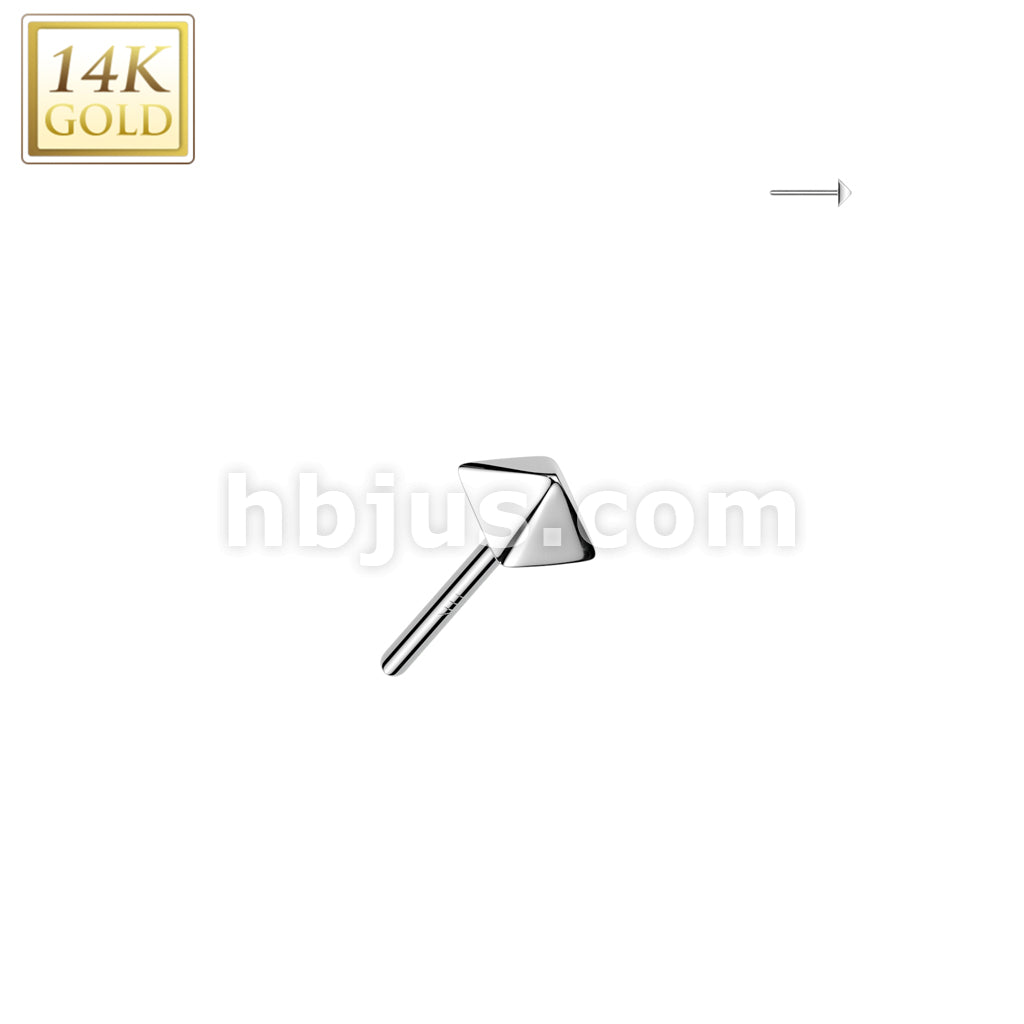 14K Gold Threadless Push In Small Pyramid Top - Image 2
