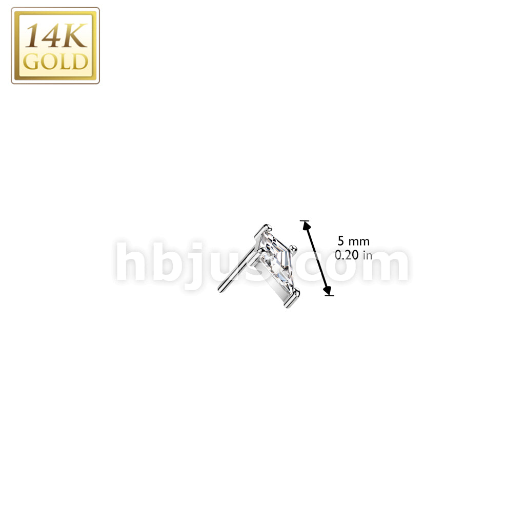 14KT  Gold 14K Gold Threadless Push In CZ Spear Head Top - Image 4