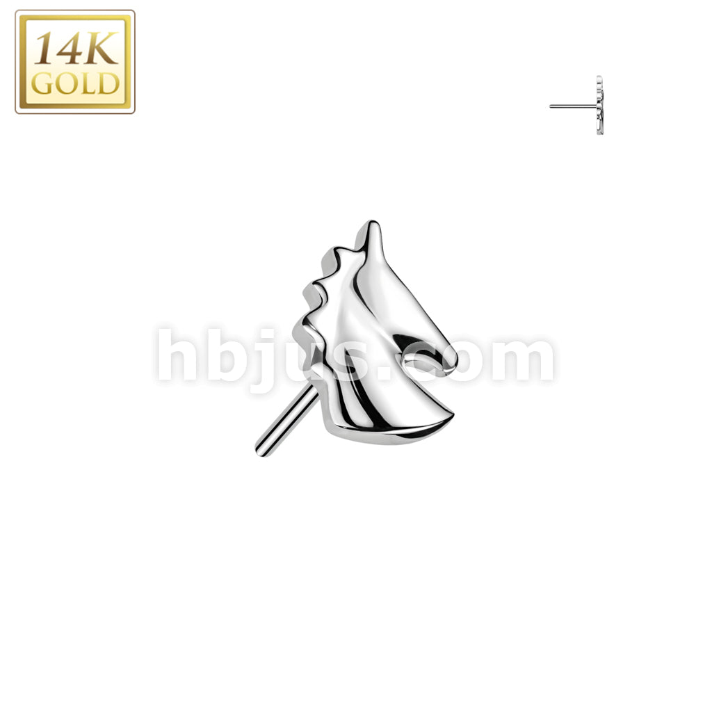14K Gold Threadless Push In Unicorn Head Top - Image 2