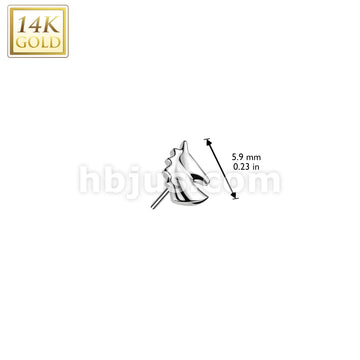14K Gold Threadless Push In Unicorn Head Top - Image 4