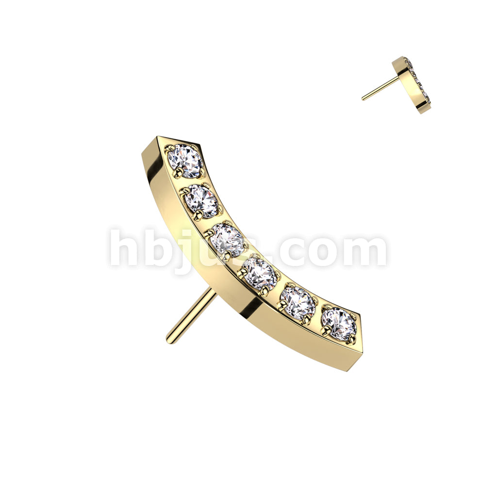 316L Surgical Steel Threadless Push In 6 CNC Set CZ Curved Top - Image 2