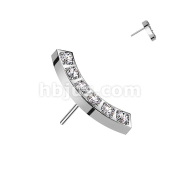 316L Surgical Steel Threadless Push In 6 CNC Set CZ Curved Top - Image 3