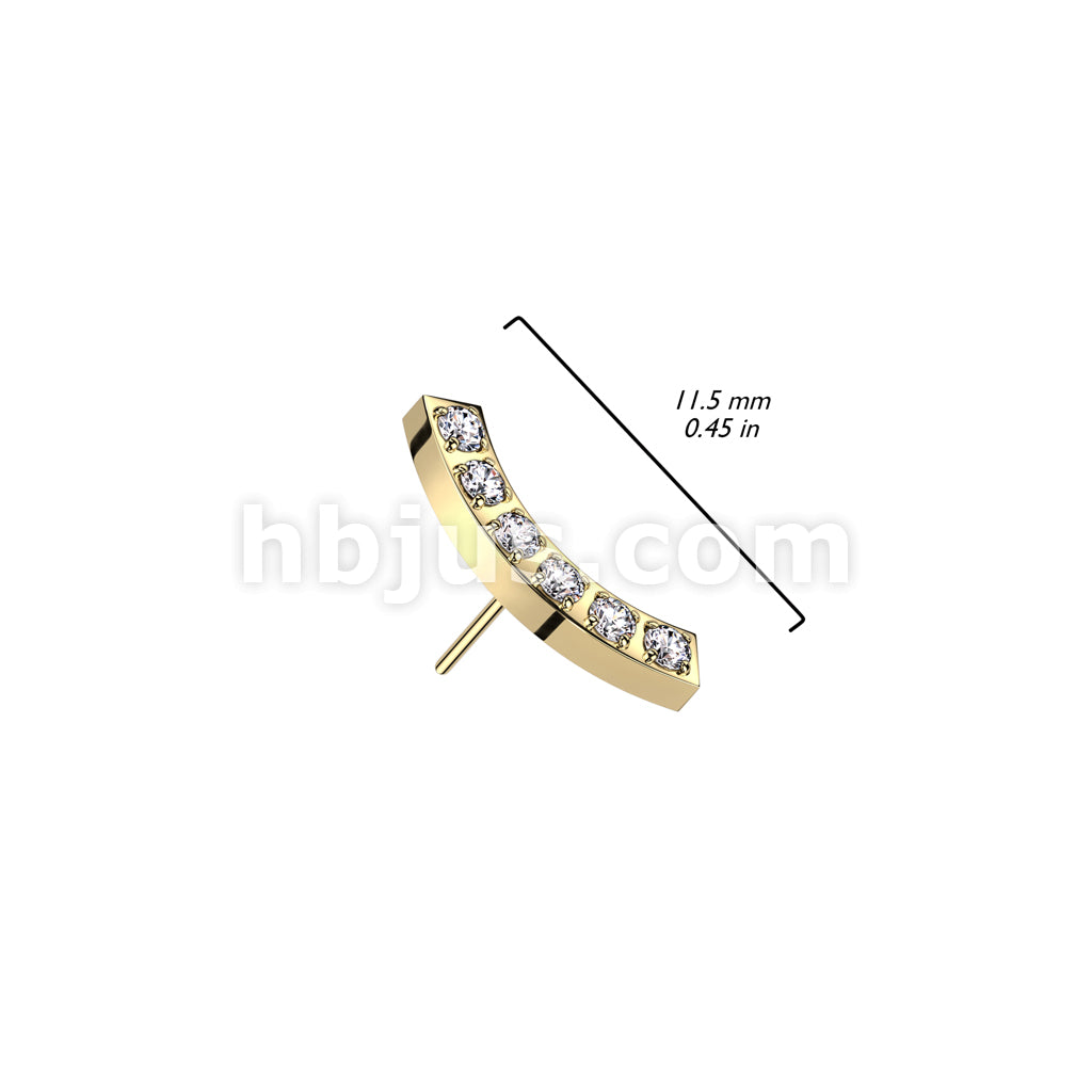 316L Surgical Steel Threadless Push In 6 CNC Set CZ Curved Top - Image 4