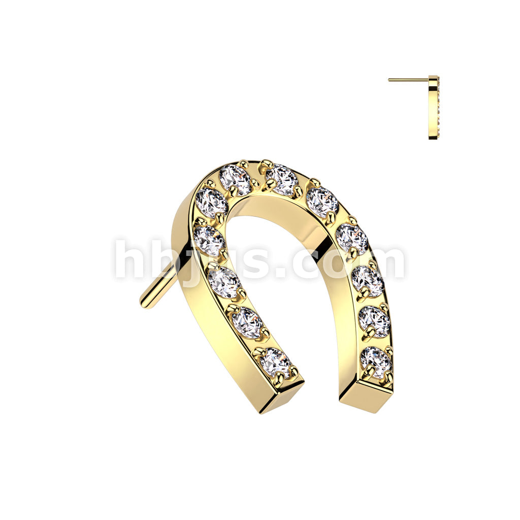 316L Surgical Steel Threadless Push In CNC Set CZ Horseshoe Top - Image 2