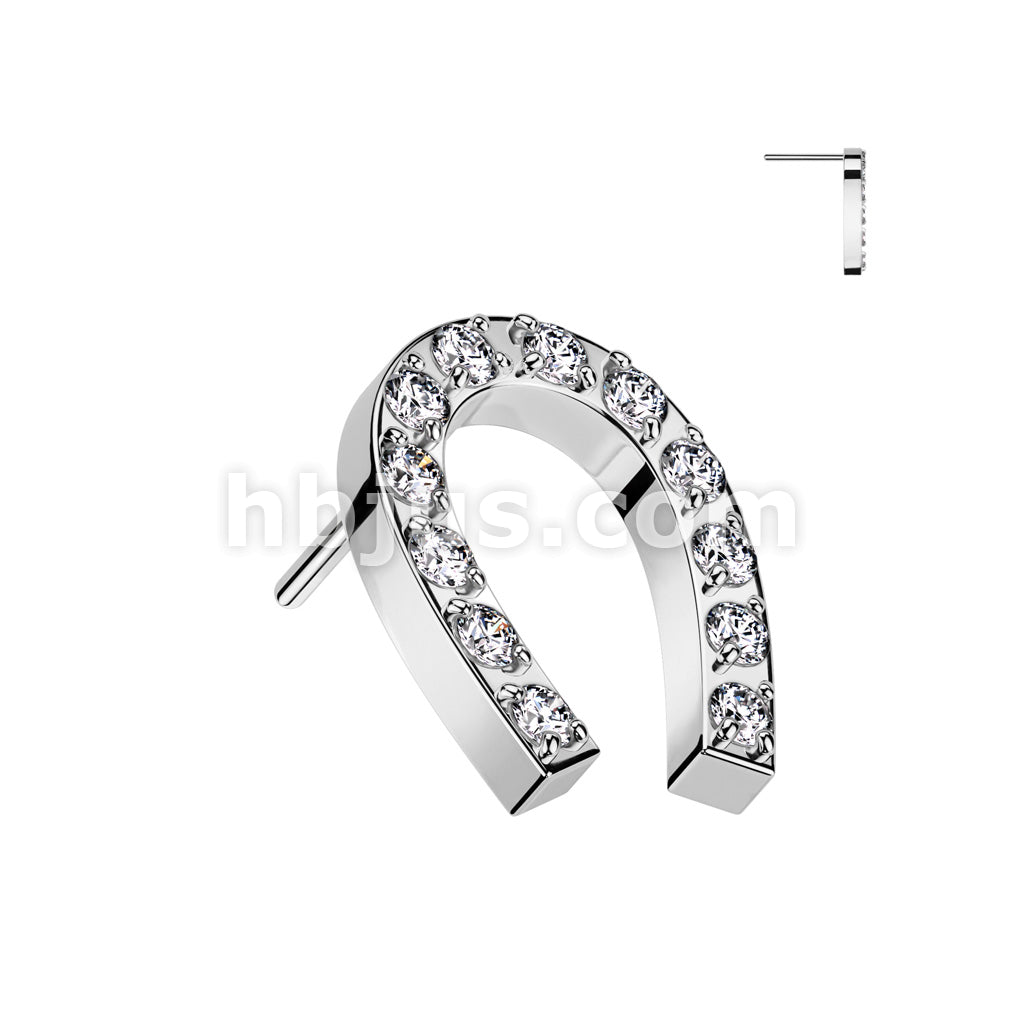 316L Surgical Steel Threadless Push In CNC Set CZ Horseshoe Top - Image 3