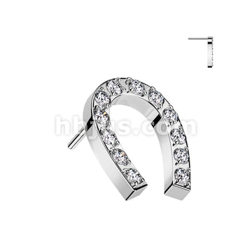 316L Surgical Steel Threadless Push In CNC Set CZ Horseshoe Top - Image 3