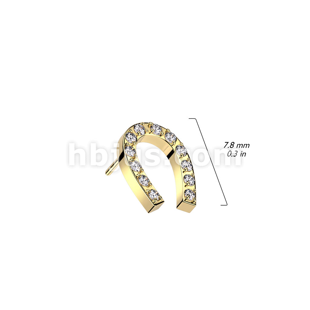 316L Surgical Steel Threadless Push In CNC Set CZ Horseshoe Top - Image 4