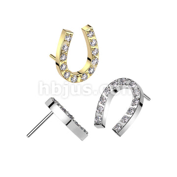 316L Surgical Steel Threadless Push In CNC Set CZ Horseshoe Top