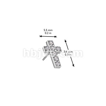 316L Surgical Steel Threadless Push In 7 CNC Set CZ Cross Top - Image 4